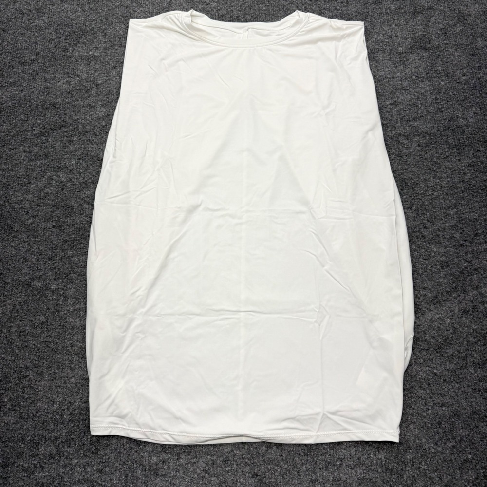 Halara Womens White Sleeveless Crew Neck Stretch Tank Top Size Small 02783554
